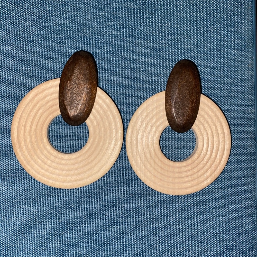 Beige Wooden Earrings